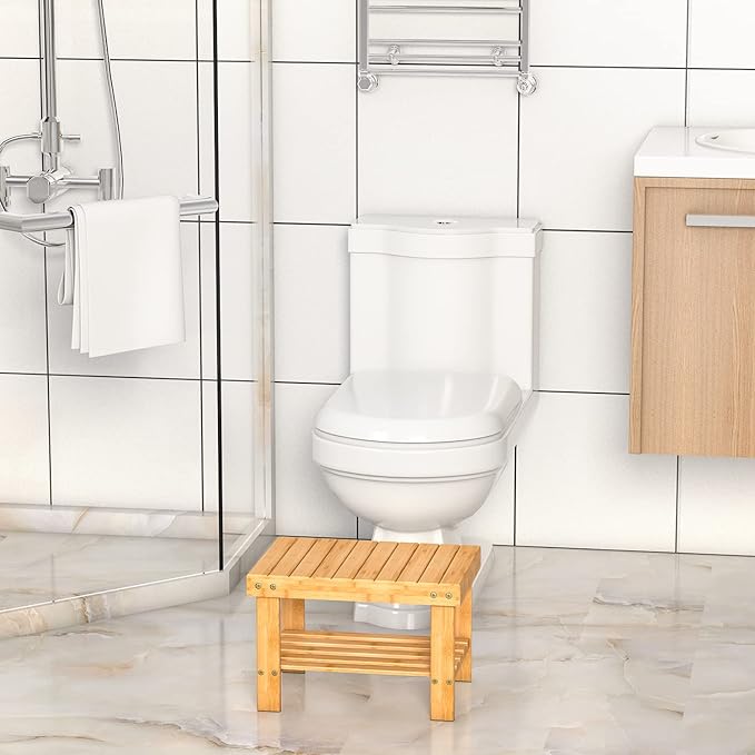 Wooden Step Stool for Kids Adults Small Wood Shower Foot Rest Stool Shaving Legs Potty Stool for Bathroom Sink Bed Kitchen