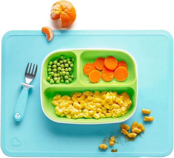 Munchkin® Spotless™ Silicone Placemats for Kids, 2 Pack, Blue/Green