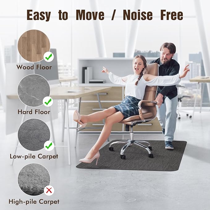 Blvornl Office Chair Mat for Hardwood Floor, 40"x 55" Desk Mat for Hard Wood, Large Anti-Slip Hard Floor Protector Rolling Chair Mat, PVC Mat Desk Rug for Office Home, Black