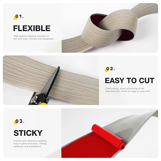 Bnell Floor Transition Strip Floor Cover Strips Self Adhesive Flooring Transitions Laminate Floor Strip Vinyl Floor Flat Divider Strip for for Joining Floor Gaps (10FT, 2inch, Ash Wood Grain)