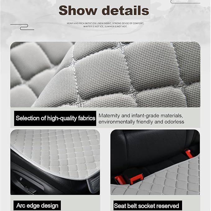 Car Seat Covers Gray Universal Car Seat Cushion, Rear Bench Seat Protective Mat pad for Car Truck SUV and Baby Skin-Friendly (Gray-Rear)