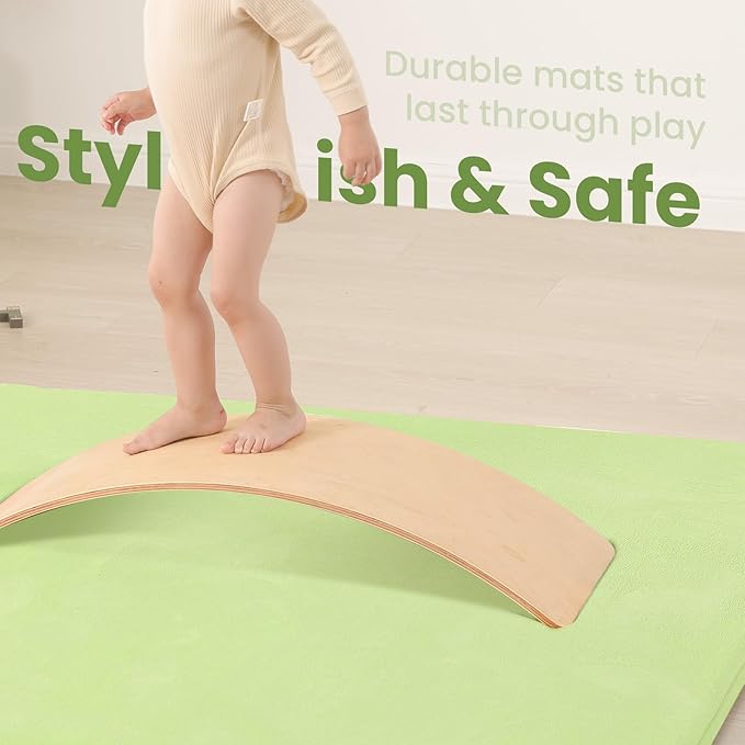 Baby Play Mat for Floor,1.3" Thick Elasti-Foam 50"×50" Playpen Mat for Tummy Time, Soft Coral Velvet for Toddler,Infant,Kids,Non-Slip Backing Safe for Crawling (Sage Green)