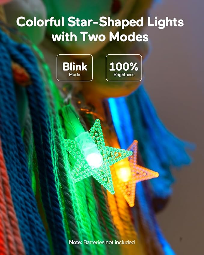 Boho Macrame Stuffed Animal Hammock with LED Lights – Large Wall Hanging Plushie Net, Corner Toy Organizer for Kids Bedroom, Nursery, Playroom & Dorm (Rainbow XXL)