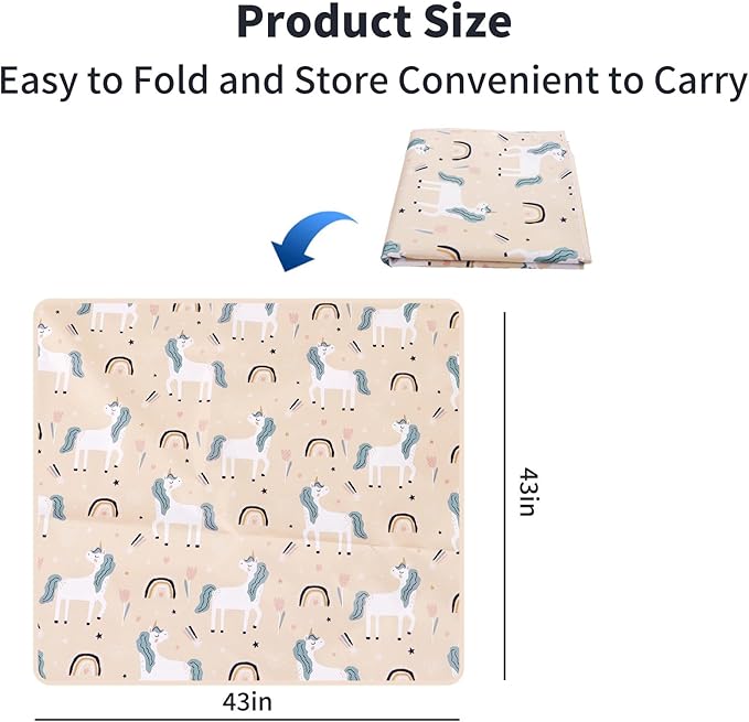 CoolaPeach Splat Mat for Under High Chair/Arts/Crafts, Washable Baby Spill Mat Waterproof Non-Slip Floor Splash Mat, 43"x 43" Portable Play Mat and Table Cloth