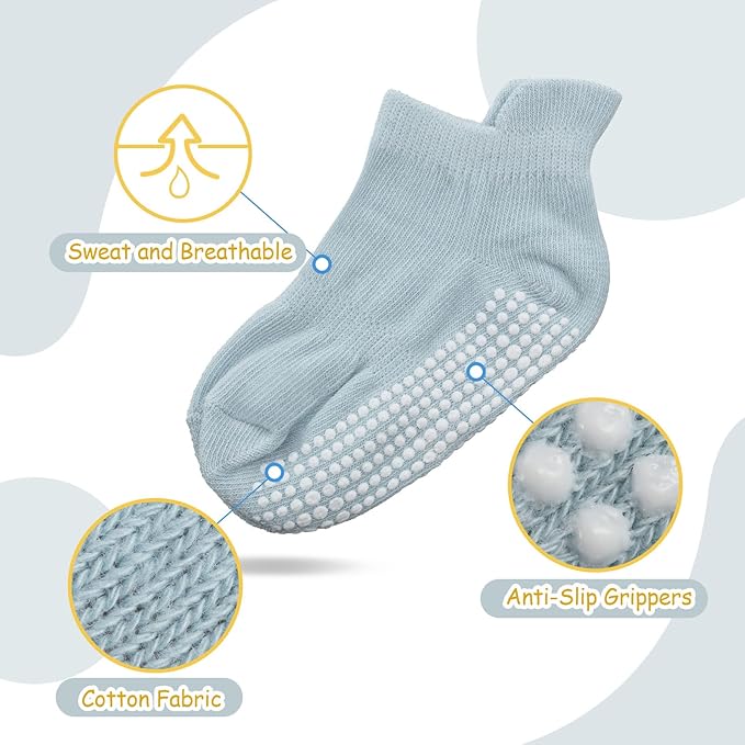 Geyoga 12 Pairs Baby Crawling Anti Slip Knee Pads and Baby Anti slip Socks Toddler Knee Protector