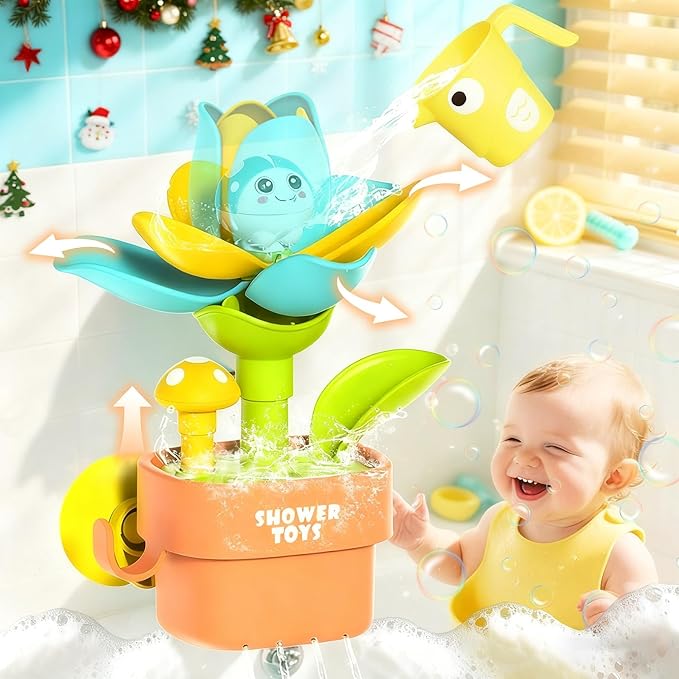 TXTLDB Magic Growing Bath Toy for Toddlers 1-3 | Interactive Watering Can with Blooming Flowers & Rising Mushrooms | Fun Sensory Bathtub Game for Kids 18M+ | Ideal Gift for Christmas & Birthdays