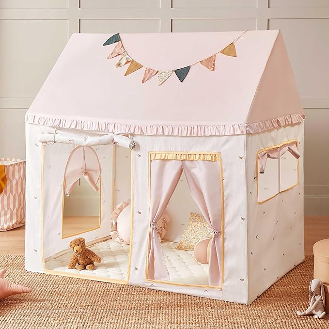 Tiny Land Kids Tent with Mat, Kids Play Tent for Toddlers, Playhouse for Kid Indoor, Ideal Toy Gift for 3+ Girls, Play Room Furniture