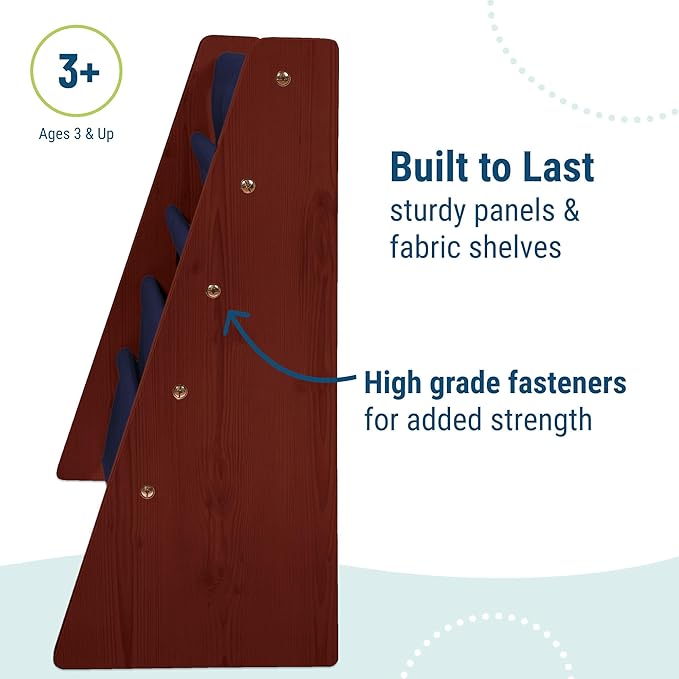 Wildkin Sling Bookshelf, Cherry with Blue, Model:SBS00286