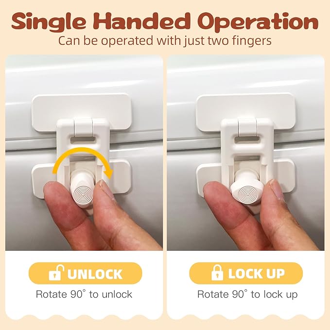 Child Safety Locks (2 Pack) – No-Tool Install, Baby Proof Locks for Cabinets, Drawers, Fridge – Strong Adhesive, Hard to Break by Toddlers, Safety Material – Universal Fit for Wood, Metal