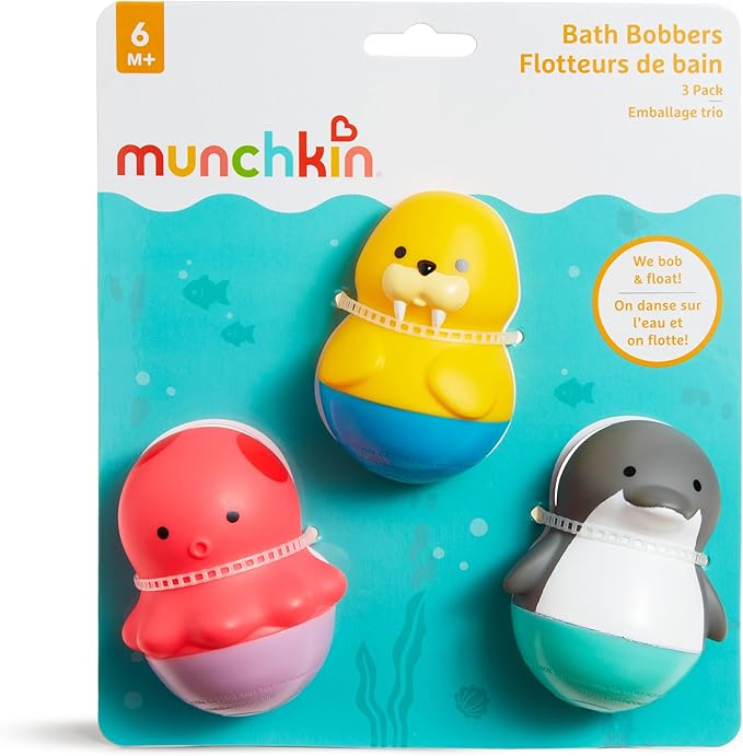 Munchkin® Bath Bobbers Mold Free Baby and Toddler Bath Toy, 6+ Months, Dolphin/Walrus/Octopus