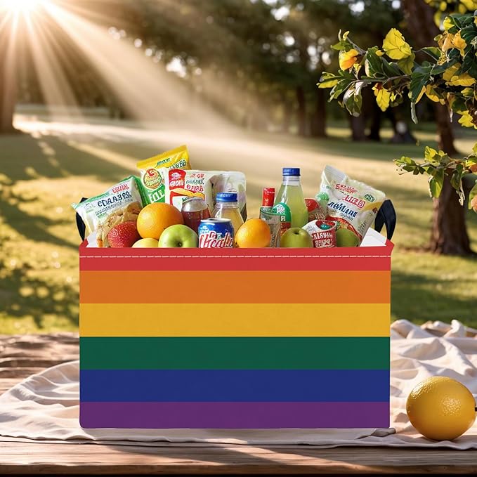ASKETAM Rainbow Storage Baskets for Shelves for Classroom and Nursery Bin & Toy Organizer for Baby Room (Colorful Stripes)