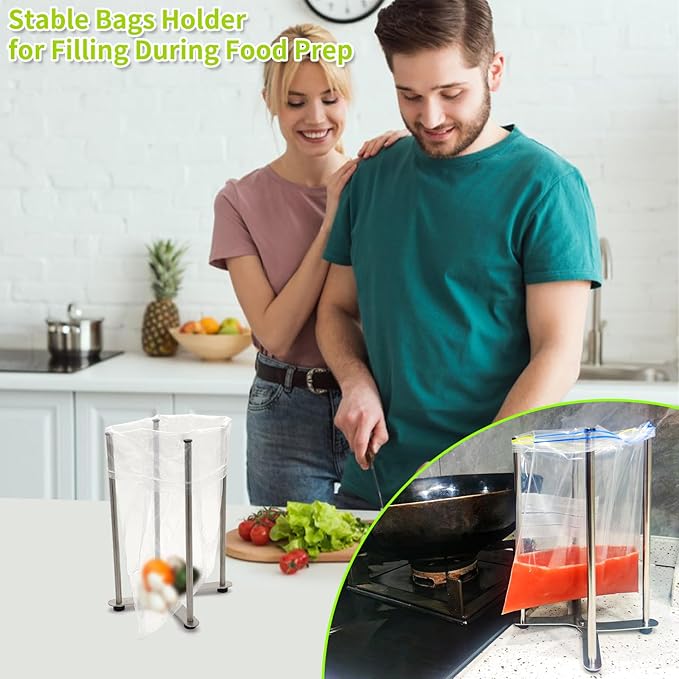 SHILFID Plastic Bag & Bottle Drying Rack, Multifunctional Wine Decanter Holder, Collapsible Countertop Stand