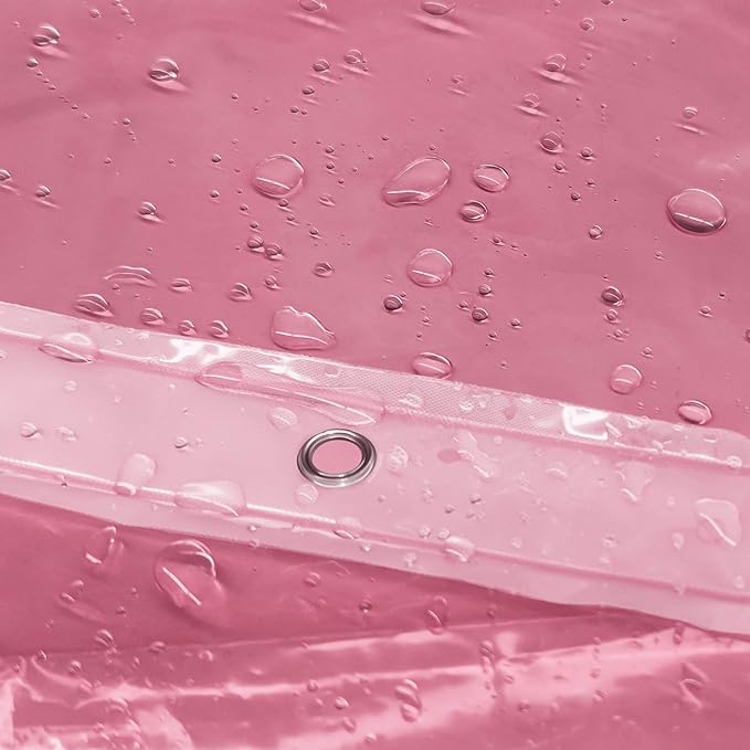 Barossa Design Clear Pink Long Shower Curtain Liner 78" Height - 3 Magnets & Waterproof Lightweight PEVA Shower Liner for Bath Tub, PVC Free, Metal Grommets, Clear Pink, 72x78