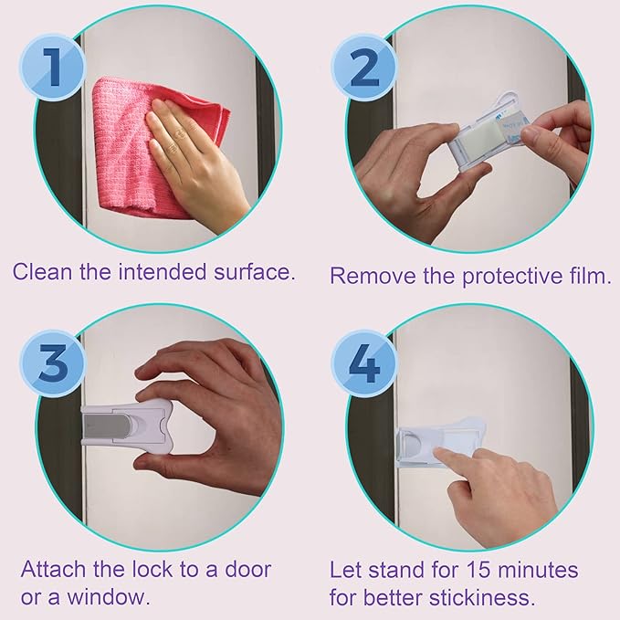 Sliding Door Lock for Child Safety, Window Stoppers for Vertical Wndows, Sliding Patio Door Lock for Baby Proof (4 Pack)