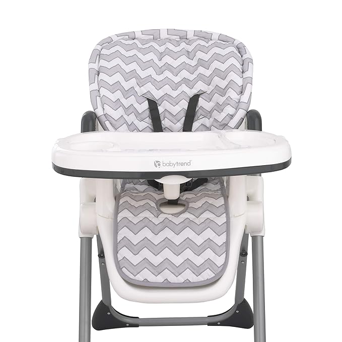 Soft Gray and White Chevron High Chair Pad | Easy to Install Replacement Cushion Fits Most 3-5 Point Harness High Chairs
