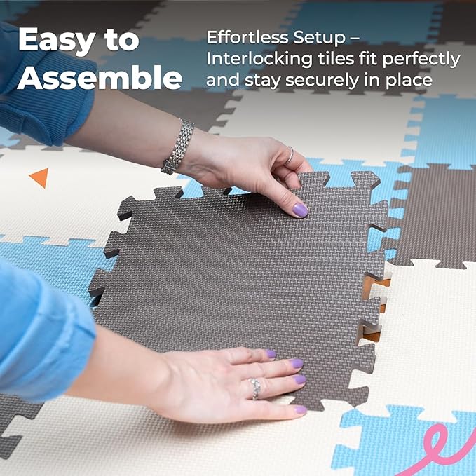 MioTetto Baby Play Mat, Soft Foam Floor Tiles for Kids. Adjustable Interlocking Foam Tiles, Fits with 50x50 Playpen Baby mat for Crawling & Development, Safe & Non-Toxic Playmat for Babies 6-12 Months