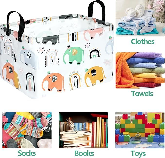ACMUUNI Rectangle Gift Shelf Nursery Storage Basket Laundry Hamper Storage Box and Bins for Home Clothes with Handles