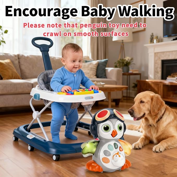 Penguin Crawling Toy for Babies 6-12 Months, Musical Light-up Toys for 1 Year Old, Toys for 6 Month Old Boy, Tummy Time 3-6 Months, Birthday Gifts for 3-18 Months Boys Girls, 1 Year Old Boy Girl Toys