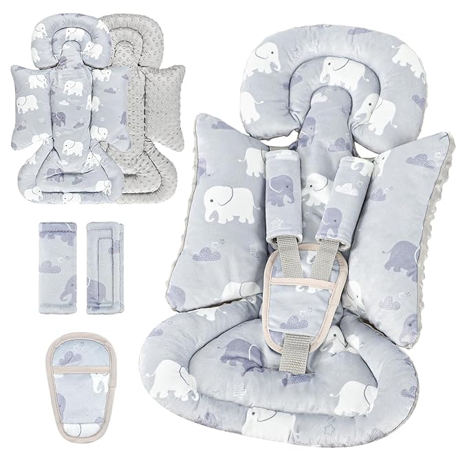 TANOFAR Car Seat Head Support Baby - Infant Car Seat Insert for Newborn Girls Boys - Soft Carseat Head Support for Infant - Newborn Carseat Insert for Car Seats, Strollers, Swings, Bouncer (Elephant)