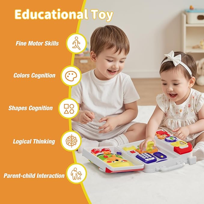HYES Montessori Busy Board for Toddlers 1-3 2-4，Musical Toy for 12-18 Month Age, Early Educational Learning Birthday for 1 Year Old Boys Girls