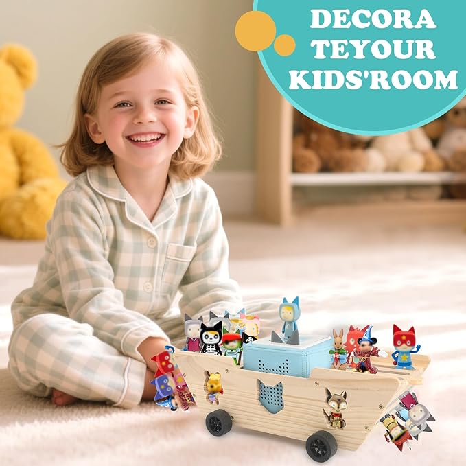 RZYLKA for Tonies Box Ship Organizer Storage Shelf, Magnetic Floating Shelves for Toniebox Generation 1/2 Player Tonies Figures Characters for Children, Display Collection 20~30 Characters