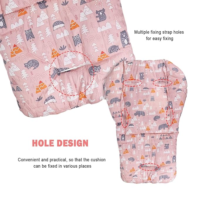 Baby High Chair Cushion, Thick Pad for Wooden High Chair, Baby Dining Chair Liner Mat (Pink Forest