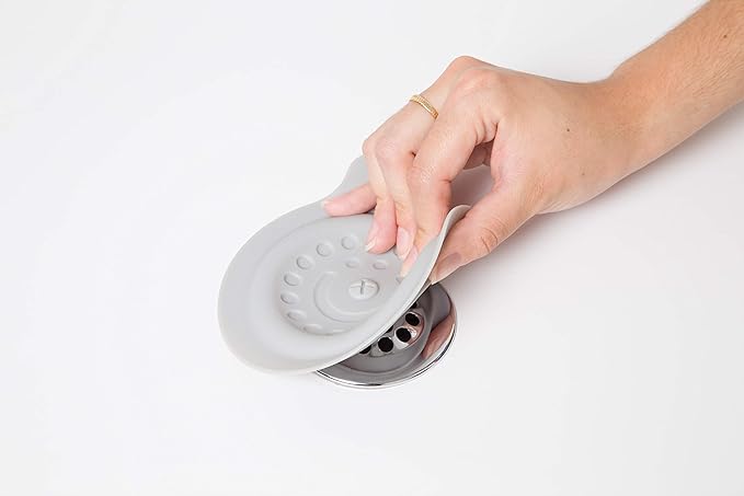 Ubbi Bathtub Drain Cover, Silicone Drain Stopper with Suction, Baby Bath Time Accessory, Gray