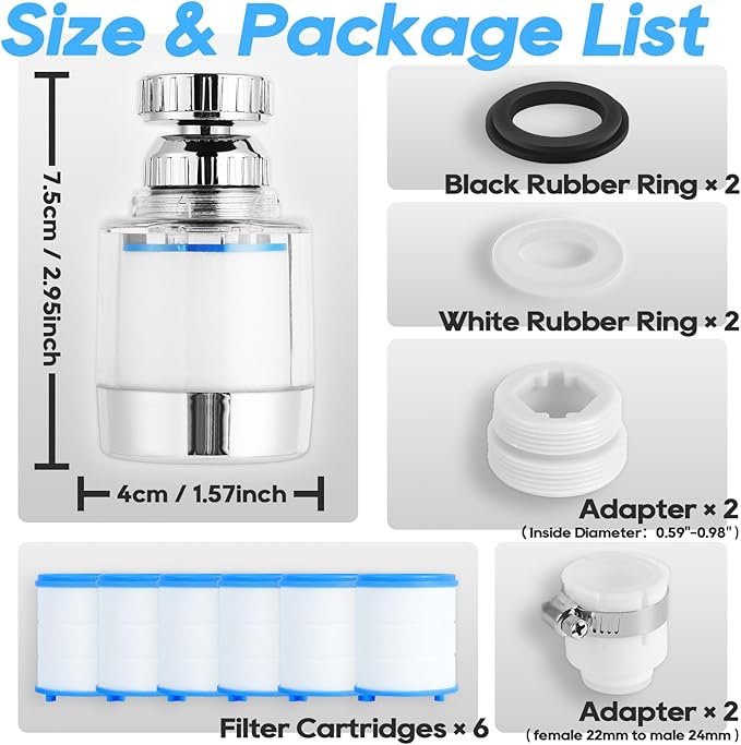 Longing Home Rotating Faucet Extender Sink Aerator, Sink Filter Water Faucet, 360 ° Faucet Extender, With Universal Converter, Swivel Multifunctional Robotic Arm for Home Kitchen Bathroom - 2 Pcs