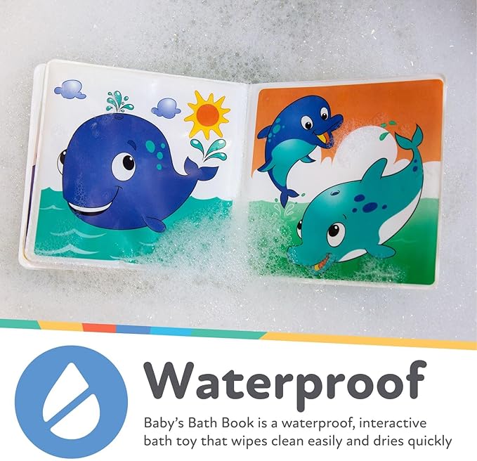 Nuby Bath Fun Time Book with Water-Proof Pages and Surprise Squeaker, Early Education, 0 M+ (Prints May Vary)