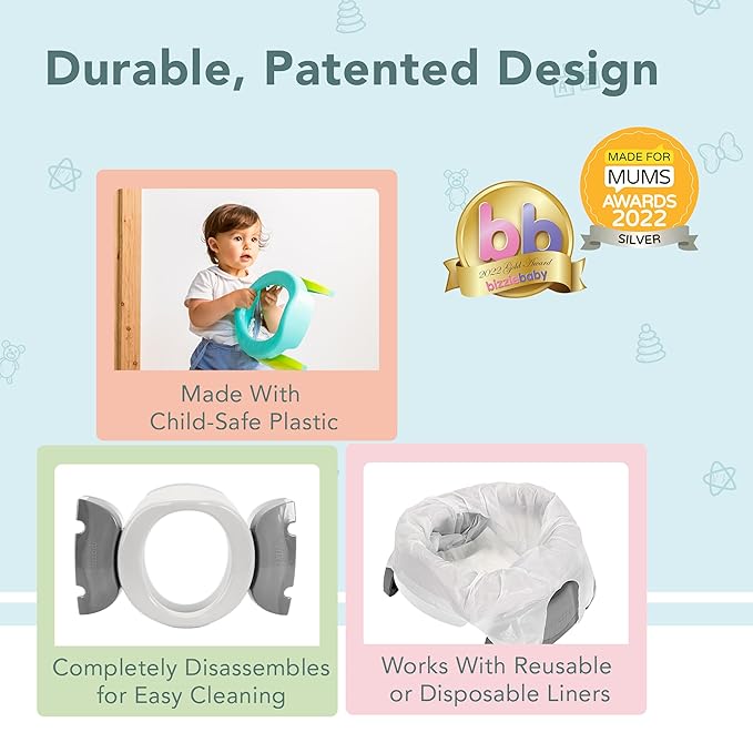 Kalencom Potette Plus 2-in-1 Travel Potty and Trainer Seat - Dual-Purpose Potty Training Toilet Seat - Portable Potty for Toddler Travel - With Durable, Lock-In Legs and Splash Guard - Red