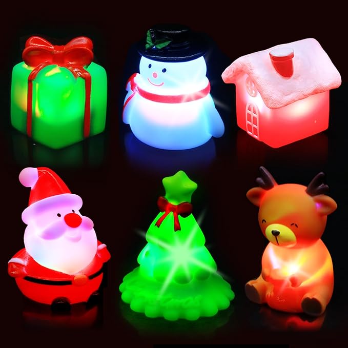 VIBOYLAR Christmas Bath Toys for Toddlers 1-3: 6 Packs Light-Up Floating Baby Toddler Kids Bath Toys Set for Boys & Girls Christmas Birthday Xmas Gifts - Bathtub Bath Toy for Children Preschool