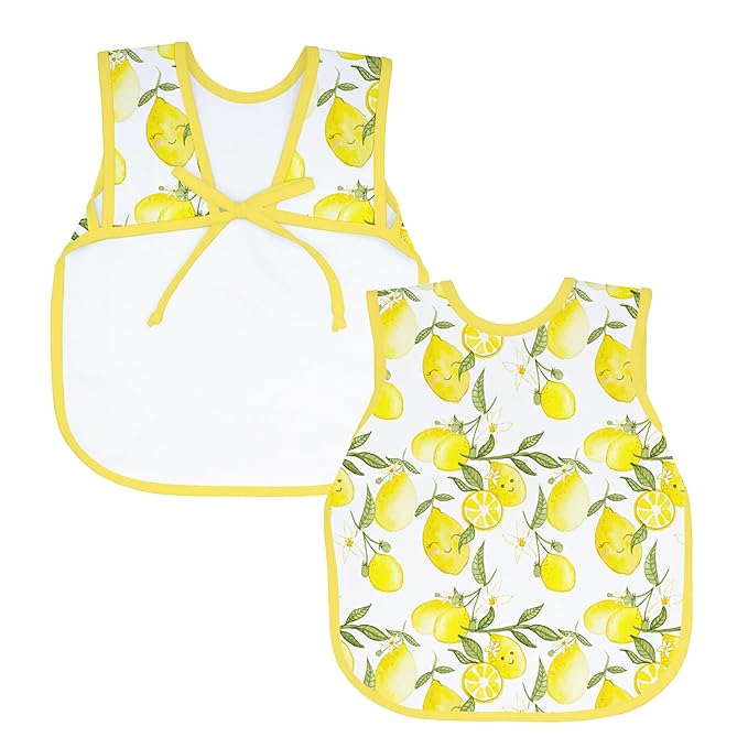 BapronBaby Fresh Lemon Bapron - No Neck Tie Safer Bib for Baby & Toddler - Soft Waterproof Stain Resistant - Machine Washable - Sz Baby/Toddler 6m-3T