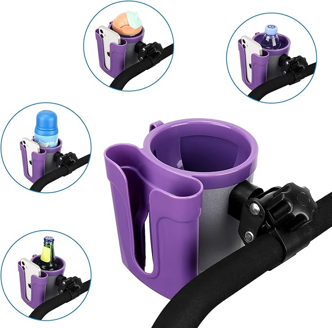 Accmor Stroller Cup Holder with Phone Keys Holder, 3-in-1 Universal Cup Holder, Drinks Bottle Holder for Stroller, Bike, Wheelchair, Walker, Scooter