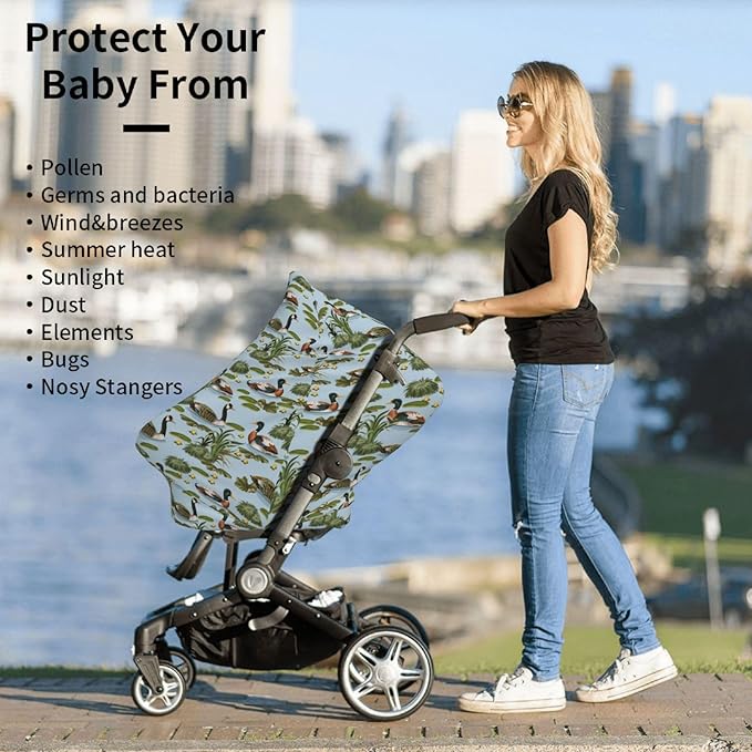 Duck Car Seat Canopy, Baby Breastfeeding Cover, Multi Use Baby Stroller and Carseat Cover, Boys and Girls Shower Gifts