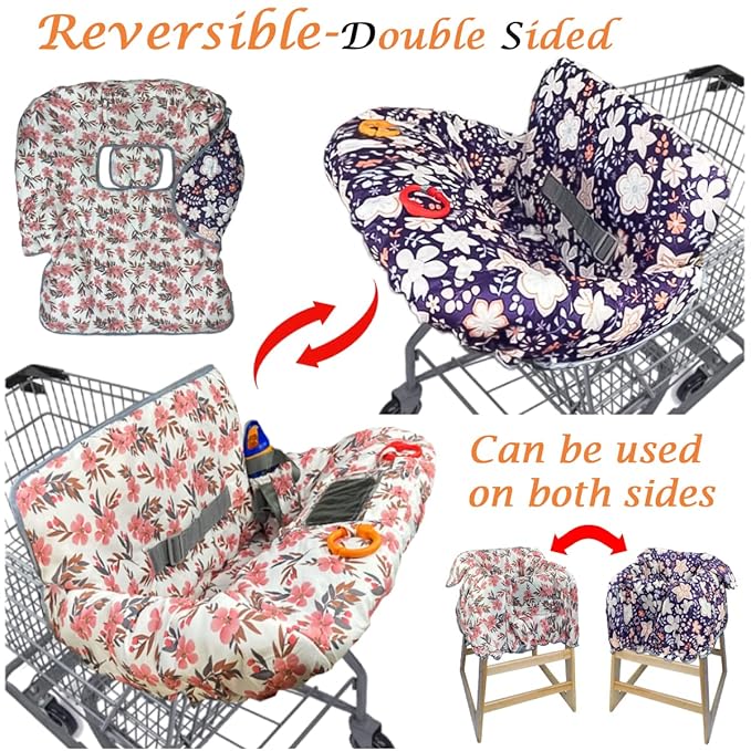 Shopping Cart Cover for Baby and Toddler, Waterproof Grocery Cart and High Chair Cover, Soft Padded Cart Cover for Babies, Universal Fit for Costco, Target and Restaurant High Chairs