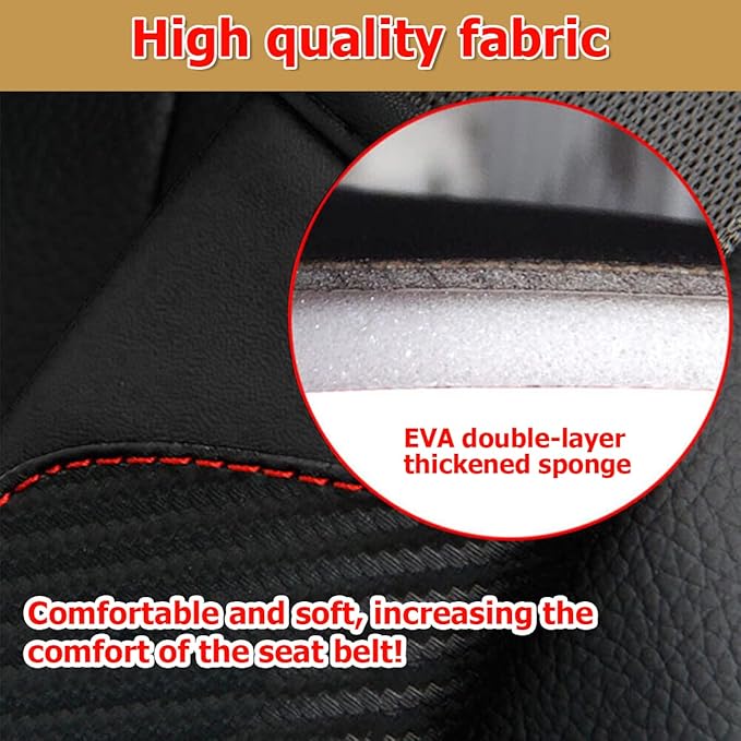 AUCELI 2PCS Car Seat Belt Cover, Carbon Fiber Seatbelt Shoulder Strap Covers, Breathable Leather Soft Harness Pad Protect Your Neck and Shoulder Compatible with Cars
