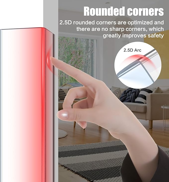 ‎Frychee Wall Corner Protector, Walls Edge Protector，Self-Adhesive Wall Corner Guards, PVC Double Side Edge Protector, Furniture Stairs Guard (Clear Screw Fixing, 2pcs x 47.2" L x 1.97" W)
