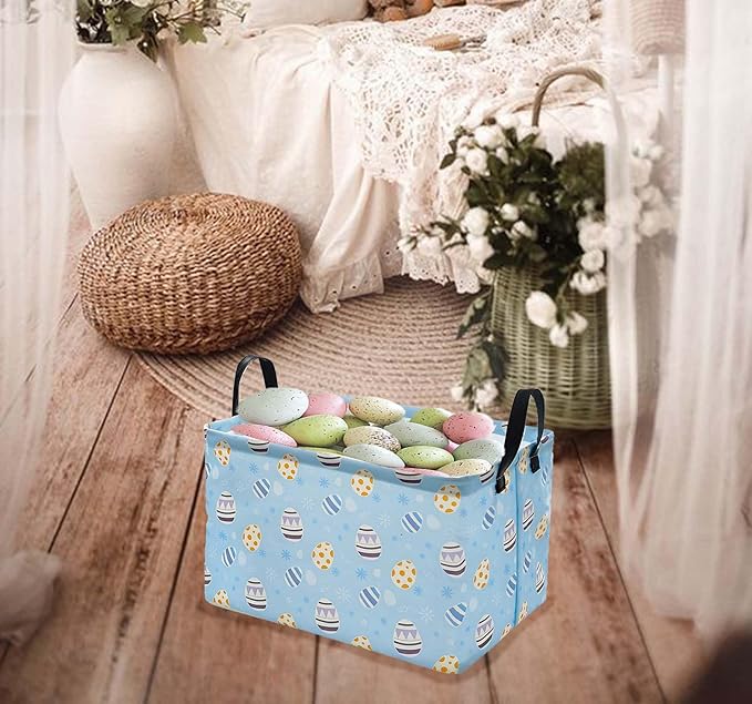 KUNRO Bunny Easter Basket Storage Basket Gift Shelf Basket Storage Bin, Nursery Basket Organizer Box for With Handles for Room Deco