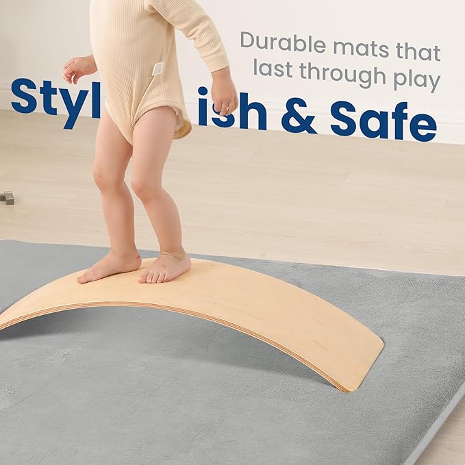 Baby Play Mat for Floor,1.3" Thick Memory Foam Tummy Time Mat,Soft Coral Velvet Nursery Rug,Extra Large Non Slip Crawling Mats for Living Room(Light Grey)