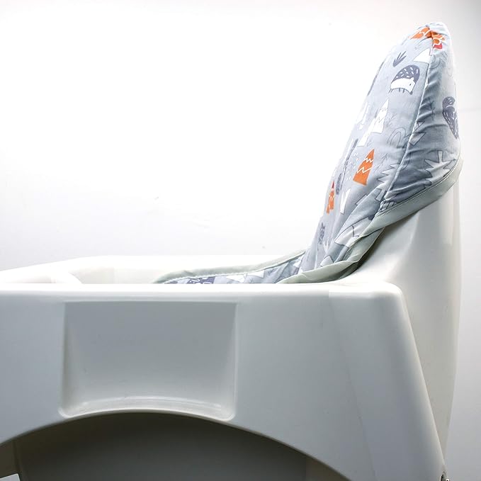 ZARPMA Cotton Seat Covers for IKEA Antilop Highchair, Padded, Forest Pattern Foldable Baby Highchair Cover for IKEA Child Chair Cushion (Grey Forest)
