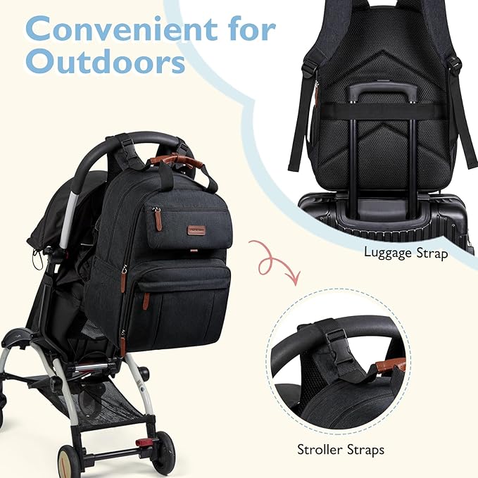 mommore Diaper Bag Backpack, Large Diaper Bag Expandable for 2 Kids/Twins, Durable Baby Bag with Changing Pad, Water Resistant Travel Diaper Backpack for Mom Dad | Expandable, for 2 Kids/Twins, Durable Baby Bag, with Changing Pad, Water Resistant