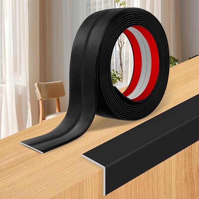Wall Corner Protector Moulding Trim Peel and Stick Wall Corner Guards Trim Flexible Self Adhesive Edge Protector Moulding, 2.4 in x 20 Ft, Black