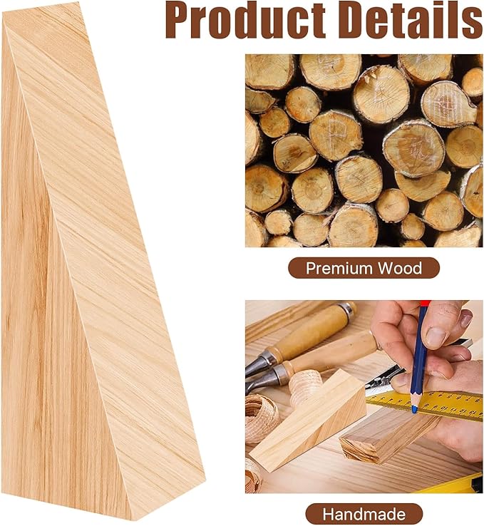 10 Pcs Wooden Door Stoppers, Non-Slip Wedges for Bottom of Door, Triangle Blocks for Chair Caning, Firefighter Door, Home, Office