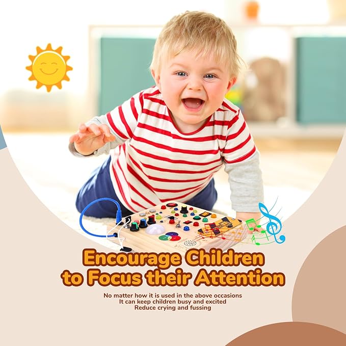 Sumsoltic Toddler Busy Board,Montessori Toys for 1-3 Year Old Boys,Sensory Travel Toys,Preschool Learning Activities,Christmas & Birthday Gift for Toddler (Busy Board v4)