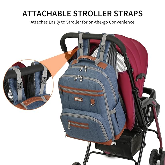 BILLITON MASHI Diaper Bag Backpack, Large Baby Nappy Bags with Portable Changing Pad for Boys and GirlsMultifunction Travel Baby Bag for Moms Dads, Shower Gifts Waterproof and Stylish，Deep Blue