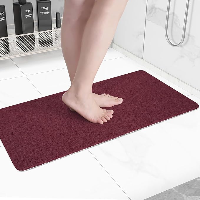 Hargiis Non-Slip Bathtub Mat, Anti Slip Shower Mat, Fast Drying Bathtub Mats, Foot Scrubber Mat, Anti Slip Mat for Tub, Floor, Bathroom, Kitchen, Home, Hotel (Wine Red 40"×16")