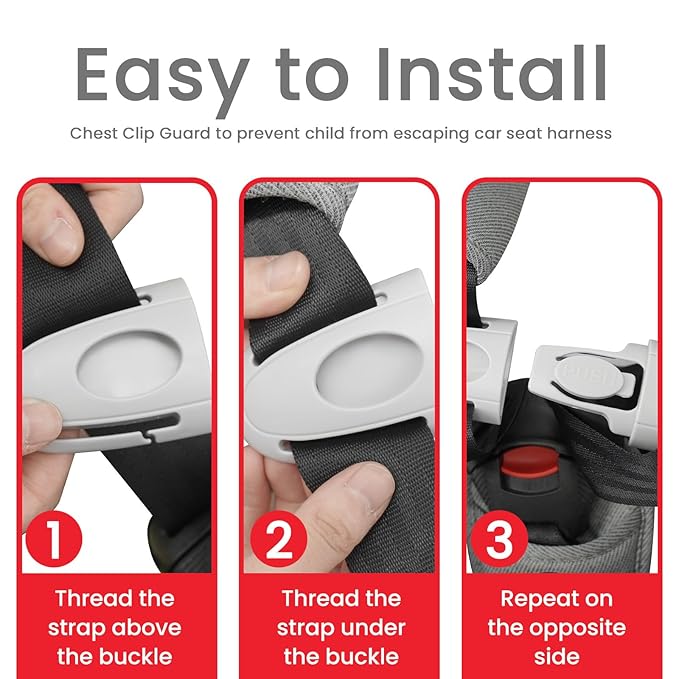 Universal Child Car Seat Chest Harness Clip – Kids Seat Belt Adjuster & Anti Escape Buckle Guard, Child Safety Car Seat Belt Lock Clip, Toddler Seatbelt Locking Clip for Stroller & Booster (Gray)