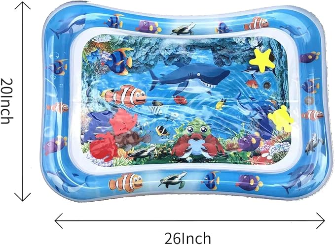 PandaEar 2 Pack Water Play Mat for Babies Floor, Inflatable Water Tummy Time Mat 0 3 6 12 Months, Water Pad Baby Sensory Mat, Baby Tummy Time Water Mat for Girl Boy Kids Infants Newborn