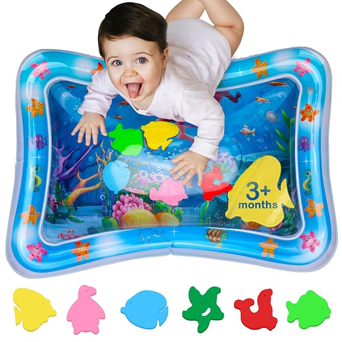 AVEC MAMAN Tummy Time Water Mat – Inflatable Water Play Pad for Babies - Sensory Tummy Time Mat for Floor Play - 100% BPA-Free & Leakproof - Baby, Infants 3-12 Months