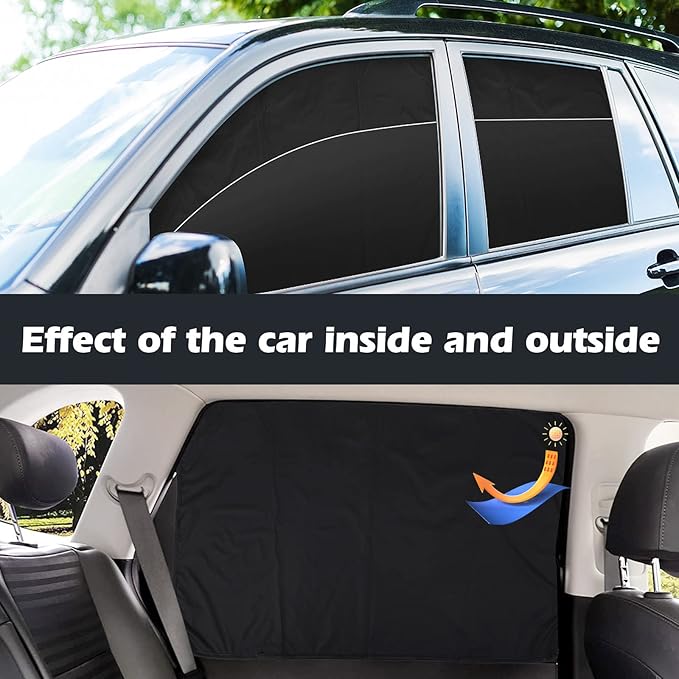 XCBYT 4-Pack Magnetic Car Window Shades for Camping Privacy - 100% Blackout Side Window Covers (Metal Frames Only) - UV Protection Sun Shade for Baby Sleeping - Universal Fit Automotive Curtains